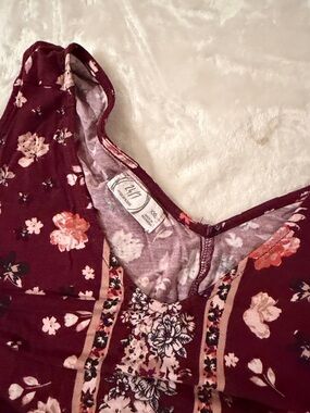 Maurices Burgundy Floral Midi Dress